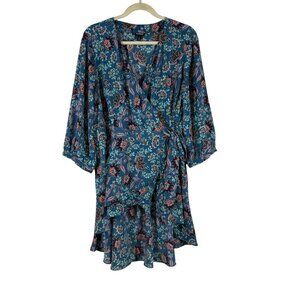 Torrid Blue Floral Flowy Feminine Wrap Blouse Tunic Women's Plus Size 2X